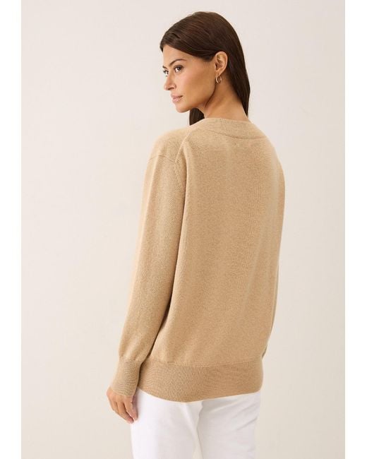 Loop Cashmere Natural Neutrals Lurex V Neck Sweater