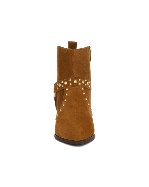 Rag & Co Brown Rodeo Studded Real Suede Leather Ankle Boots