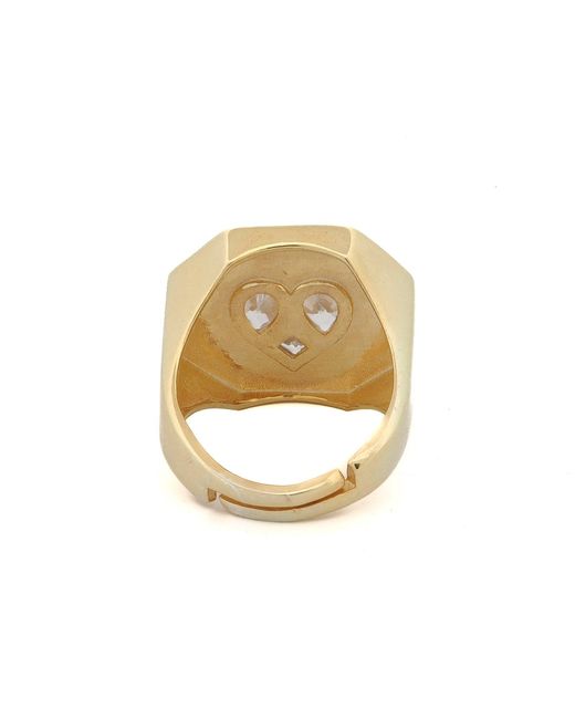 Ebru Jewelry Gray Valentine's Diamond Heart Enamel Statement Ring