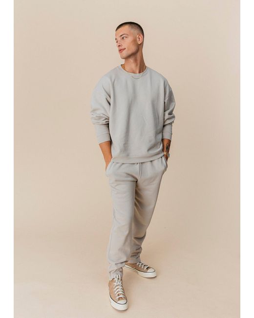 Ocio Leisurewear White Neutrals Oversized Crewneck for men