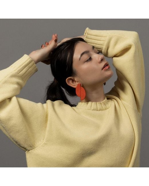 WAIWAI Red Echo Statement Leather Earrings
