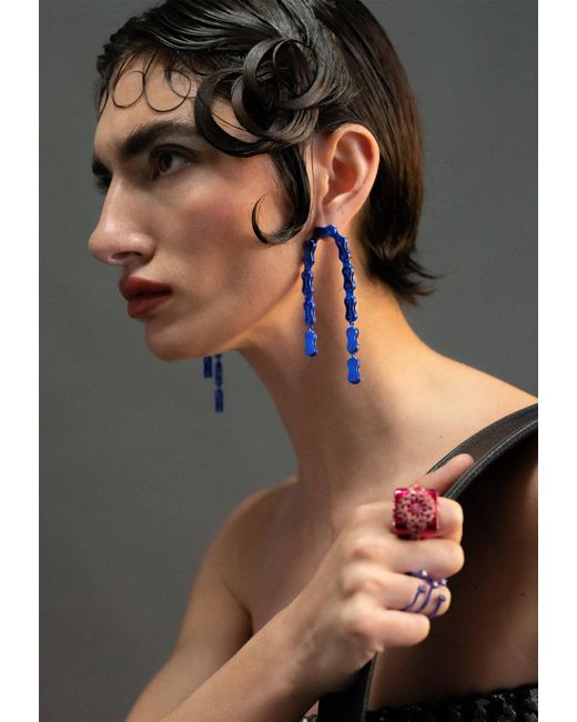 Lavani Jewels Blue Vallecas Chain Earrings
