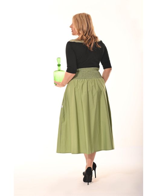 Frock Tales Green Orchid Midi Skirt With Pockets