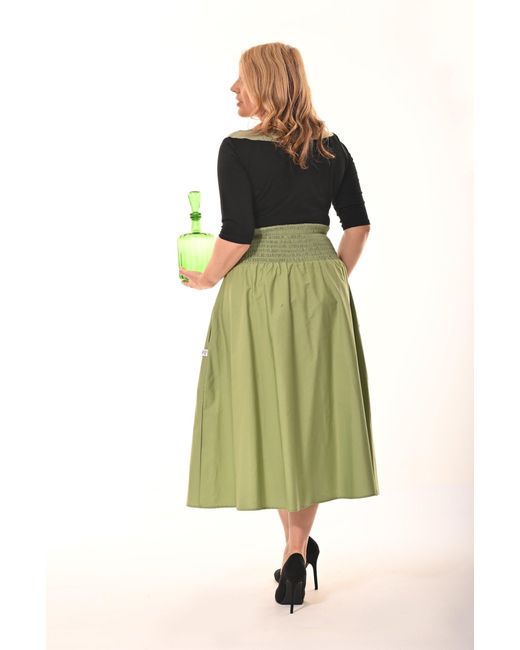 Frock Tales Green Orchid Midi Skirt With Pockets
