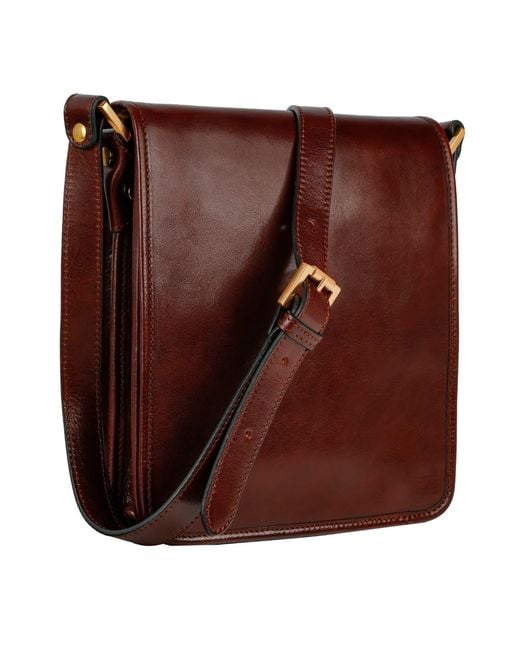 Time Resistance Brown Small Leather Messenger Bag for men