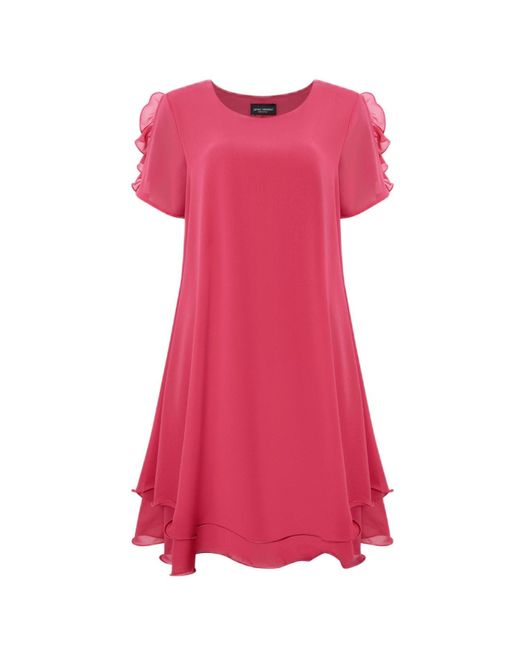 James Lakeland Pink Short Sleeve Wave Hem Dress Fuchsia