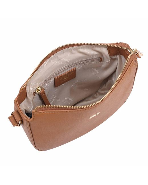 Paul Costelloe Brown Hazara Leather Crossbody Bag