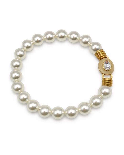 Michael Nash Jewelry Metallic Caroline Pearl Resin Necklace With Crystal Faceted Stone Clasp
