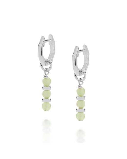 Nellou Jewellery Metallic Linear Huggie Birthstone Earrings May Sterling