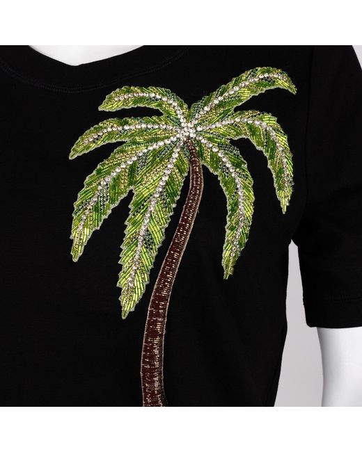 House of Laines London Black Laines Couture Embellished Palm Tree T-Shirt