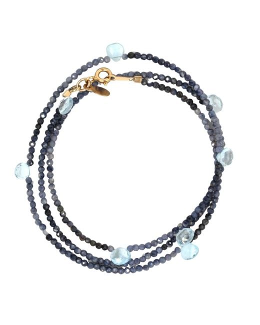 Lori Kaplan Design Blue Triple Wrap Sapphire And Topaz Necklace