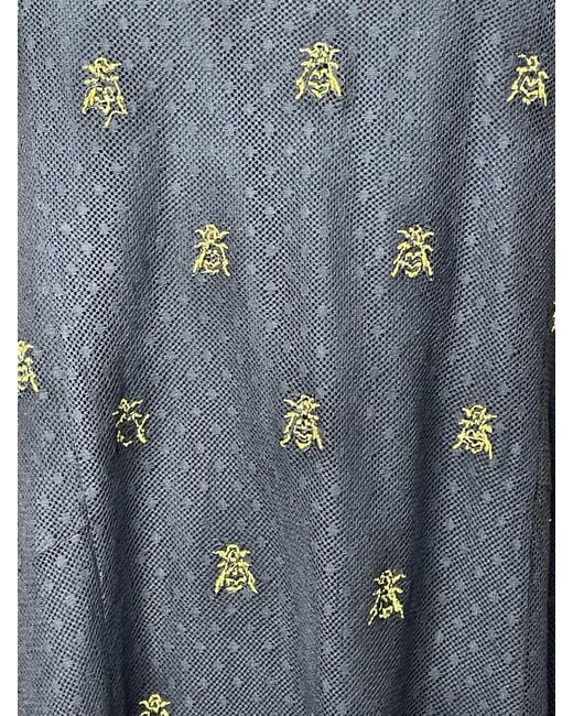 Any Old Iron Blue Embroidered Wasp Halter Dress