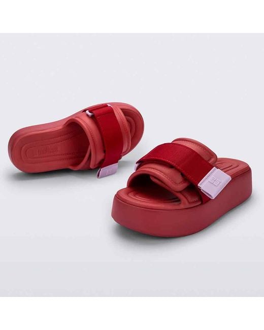Melissa Red Free Fuzzy Slide Platform