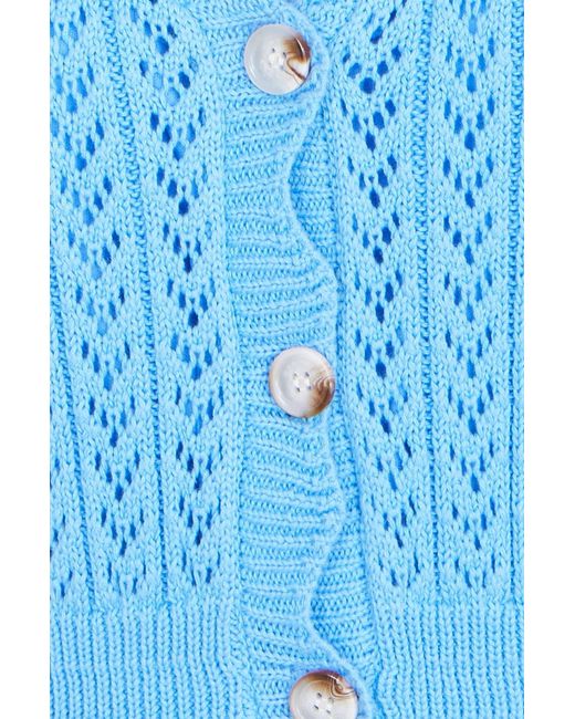 Yumi' Blue Scallop Edge Crochet Knitted Midi Dress