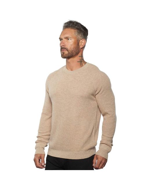 Weston Jon Boucher Natural Valen Waffle Knit Cashmere And Wool Fitted Lightweight Sweater for men