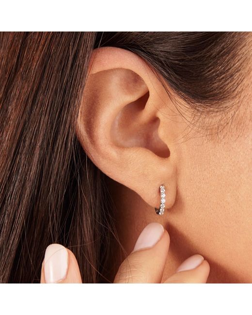 Lily & Roo Metallic Small Sterling Diamond Huggie Hoop Earrings