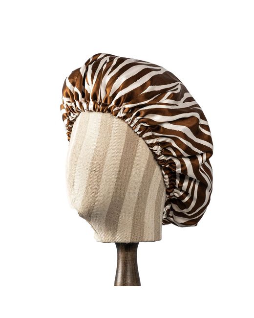 Soft Strokes Silk Brown Pure Mulberry Silk Double Layer Bonnet Zebra