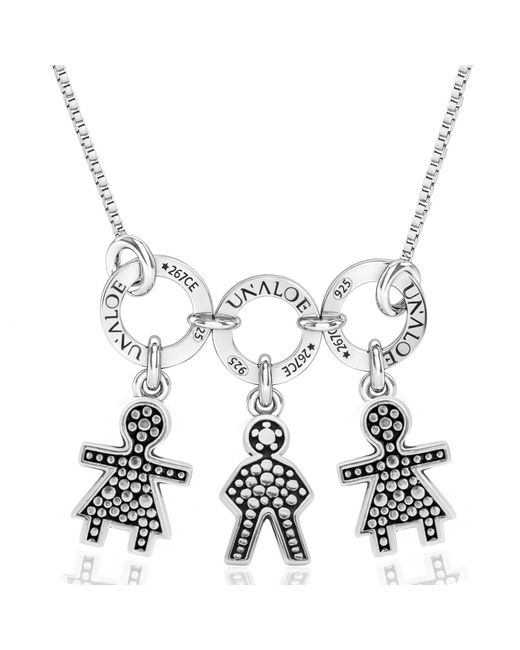 Unaloe Metallic Sterling Necklace With Three Baby Star Charms Representing Two Girls And One Boy