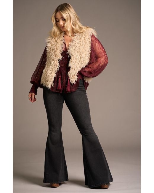 Little Lies Natural Neutrals Penny Lane Faux Mongolian Fur Gilet