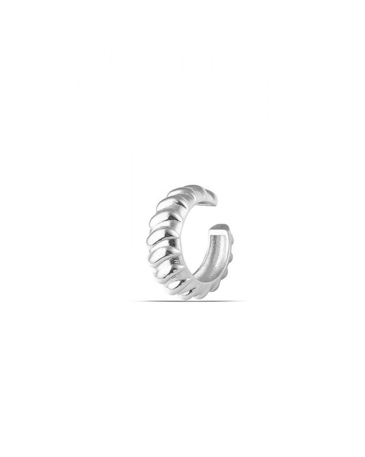 Spero London White Croissant Ear Cuff No Piercing Sterling One Piece