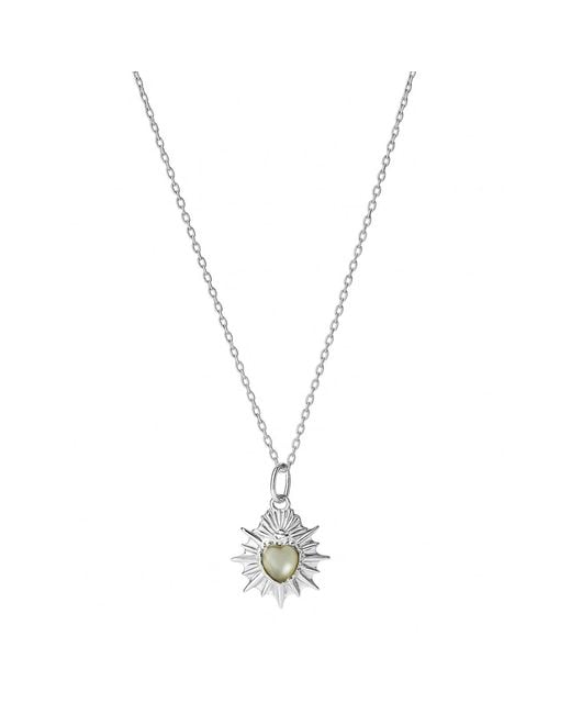 FV Jewellery Metallic La Stèle Mother Of Pearl And Heart Necklace