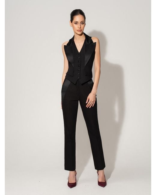 Tia Dorraine Black Single-Breasted Waistcoat & Tailored Trousers Set