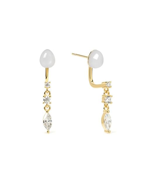 Freqnc Atelier Metallic Serpent Earrings Moonstone Ear Jackets