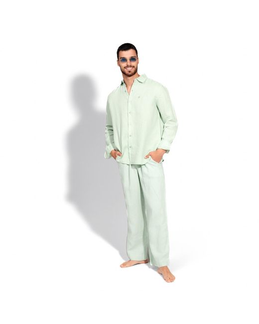 Maison Tangerine Green Linen Wide Leg Long Trousers Mint For