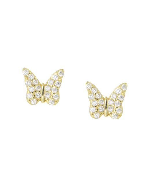 KAMARIA Metallic Butterfly Stud Earrings With Crystals