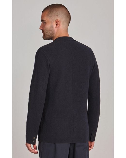 Paul James Knitwear Blue Lightweight Merino Cashmere Federico Knitted Blazer for men