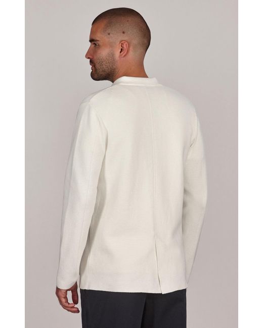 Paul James Knitwear White Lightweight Organic Cotton Linen Luca Knitted Blazer for men