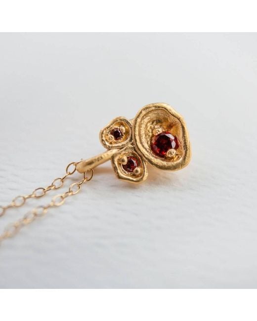 Claire Hill Designs Metallic Garnet Lichen Pendant Necklace