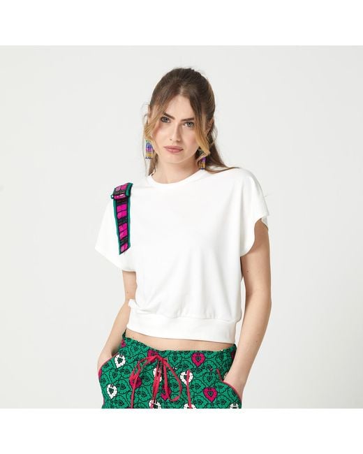 Lalipop Design White T-Shirt Established With A Sequined Bow