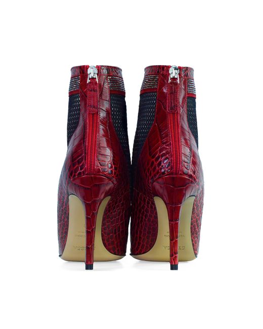 Stessa by Sarah Red The Valentina Croc Mesh Boot