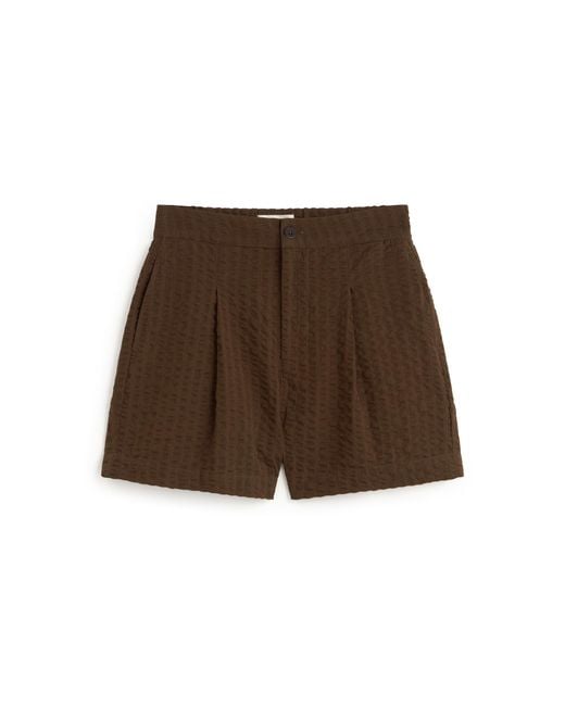 Thinking Mu Brown Seersucker Shorts Narciso