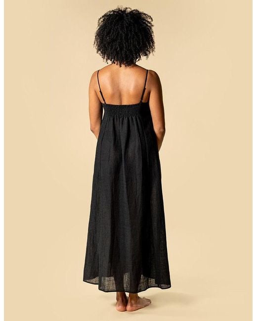 The Summer Edit Black Blake Luxe Linen Bandeau Dress