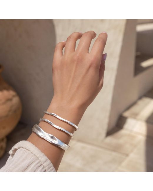 Rare Matters Jewelry Metallic Organic Sculpted Semi Matte Bangle Set Of Three