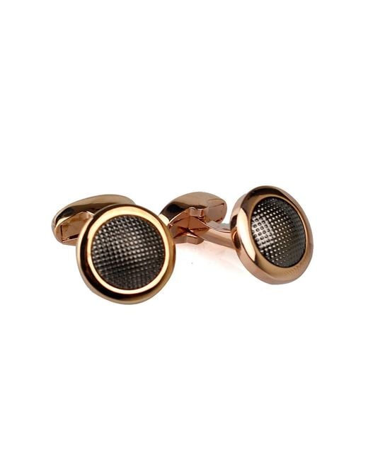 DAVID WEJ Brown Round Patterned Cufflinks – for men