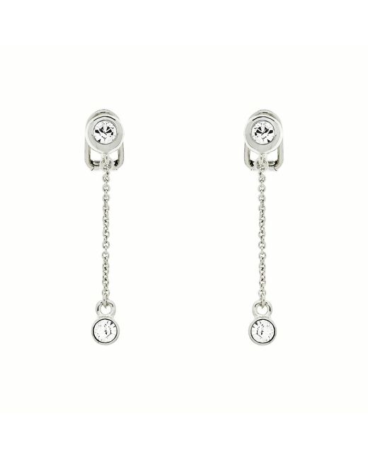 Emma Holland Jewellery White Platinum & Crystal Droplet Clip On Earrings