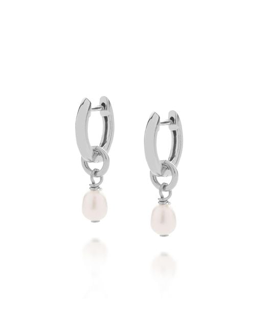 Nellou Jewellery Metallic Micro Pearl Hoop Earrings
