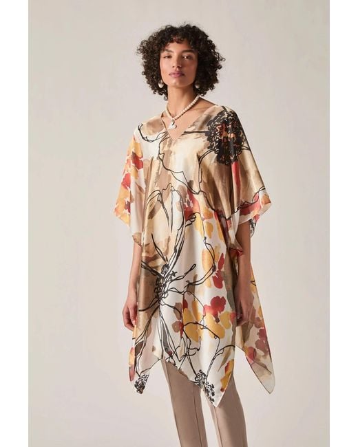 James Lakeland White Floral Sketch Kaftan