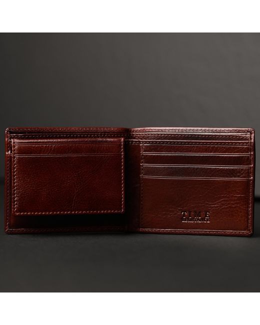 Time Resistance Purple Leather Bifold Wallet for men