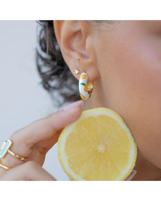 Arctic Fox & Co. Metallic Lemon Ceramic Hoop Earring