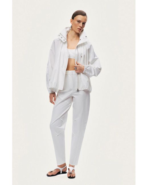 Nocturne White Oversized Zip-Front Jacket