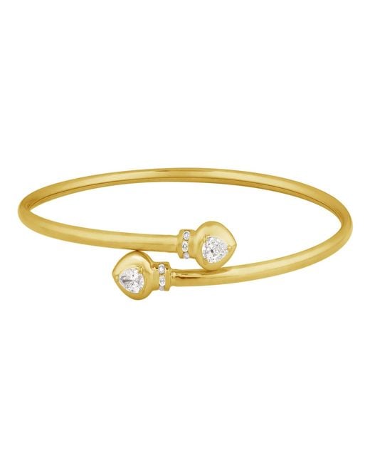 Artisan Metallic 14K Pear Diamond Open Cuff Bangle Bracelet