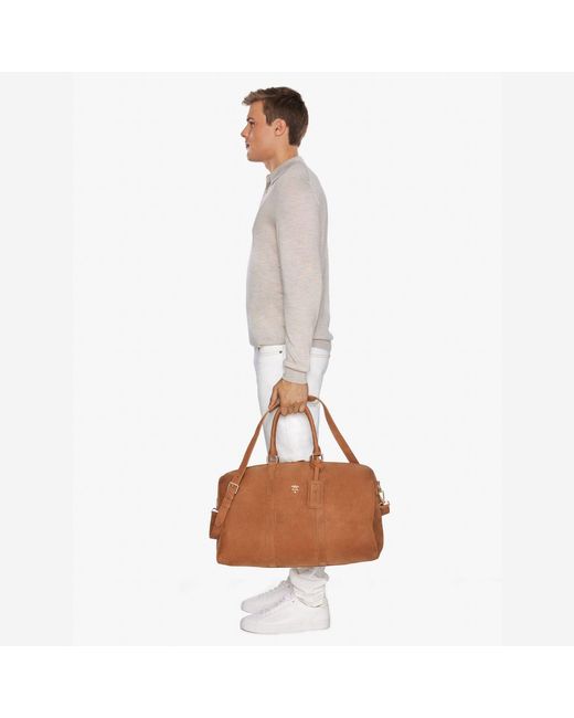 PLACE OF ELMS Brown Tobacco Suede Arbor Bag for men