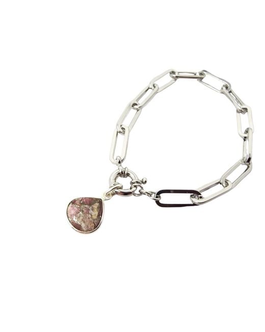 Harfi Metallic Tourmaline October Birthstone Paperclip Bracelet
