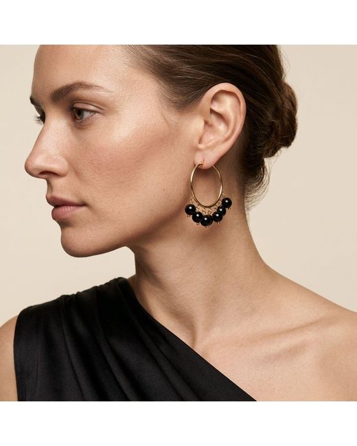 Jaredjamin Metallic Daniela Hoop Onyx Earrings