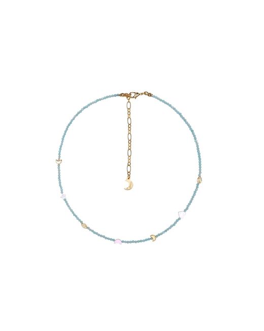 Aurozia Metallic Evil Eye Moon & Heart Amazonite Vermeil Choker Necklace & Bracelet, Crystal Protection Jewelry