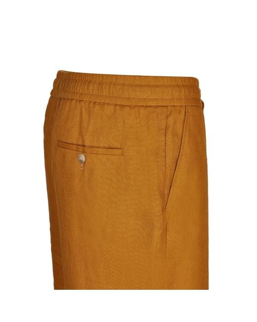 DAVID WEJ Brown Hugo Linen Drawstring Trouser for men